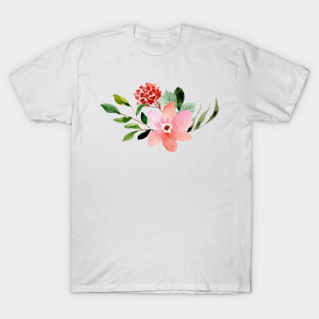 CUTE PINK ROSE WATERCOLOR FLOWERS T-Shirt by SectorG91